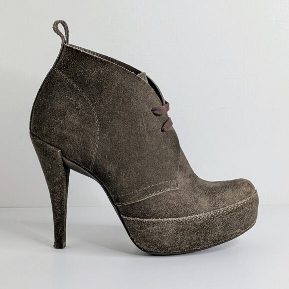 Pedro Garcia Brown Suede Platform Ankle Boots Lace Up Heels 39.5 Fall Boho Chic - Picture 7 of 15